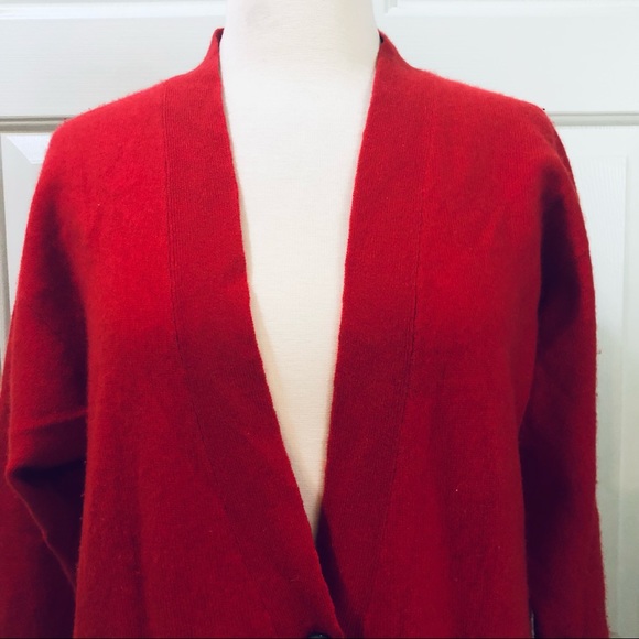 Charter Club Cashmere V Cardigan Button Down Ribbed Red Sweater Size M - Picture 4 of 10